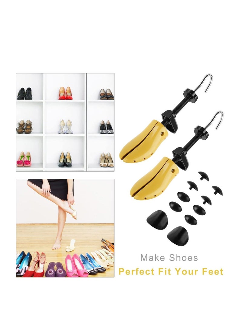 أداة شد الأحذية، أداة شد الأحذية الاحترافية، شجرة أحذية بلاستيكية متينة بطول وعرض قابل للتعديل، أداة تشكيل أحذية متينة للرجال والنساء والأطفال، مقاس كبير أصفر - Image 3